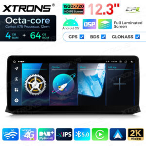 12,3 Zoll Octa Core 4 + 64 GB Global 4G LTE Android Autoradio Multimedia Player mit vollständig laminiertem Bildschirm für BM