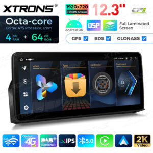 12,3 Zoll Octa Core 4 + 64 GB Global 4G LTE Android Autoradio Multimedia Player mit vollständig laminiertem Bildschirm für BM