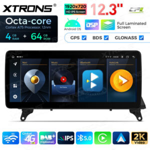 12,3 Zoll Octa Core 4 + 64 GB Global 4G LTE Android Autoradio Multimedia-Player mit vollständig laminiertem Bildschirm für BMW X5 E70 / X6 E71 CCC Lenkrad Links