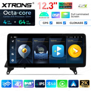 12,3 Zoll Octa Core 4 + 64 GB Global 4G LTE Android Autoradio Multimedia-Player mit vollständig laminiertem Bildschirm für BMW X5 E70 / X6 E71 CCC Lenkrad Rechts