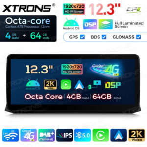12,3 Zoll Octa Core 4 + 64 GB Global 4G LTE Android Autoradio Multimedia-Player mit vollständig laminiertem Bildschirm für BM