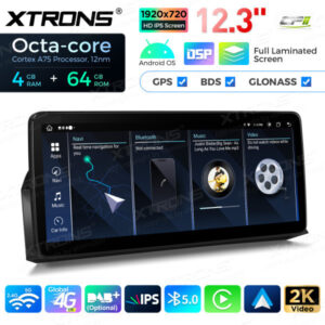12,3 Zoll Octa Core 4 + 64 GB Global 4G LTE Android Autoradio Multimedia-Player mit vollständig laminiertem Bildschirm für BM