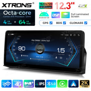 12,3 Zoll Octa Core 4 + 64 GB Global 4G LTE Android Autoradio Multimedia-Player mit vollständig laminiertem Bildschirm für BM