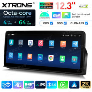 12,3 Zoll Octa Core 4 + 64 GB Global 4G LTE Android Autoradio Multimedia-Player mit vollständig laminiertem Bildschirm für BM