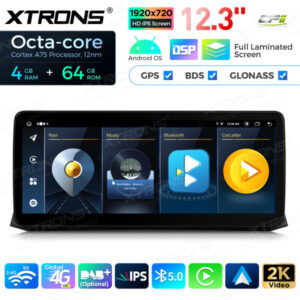12,3 Zoll Octa Core 4 + 64 GB Global 4G LTE Android Autoradio Multimedia-Player mit vollständig laminiertem Bildschirm für BMW 5er E60 E61 CIC