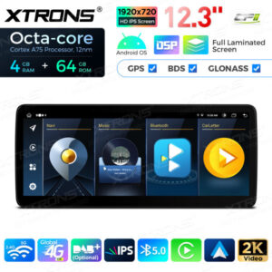 12,3-Zoll-Octa Core 4 + 64 GB Global 4G LTE Android Auto-Stereo-Multimedia-Player mit vollständig laminiertem Bildschirm für BMW 3er E90 / E91 / E92 / E93 / M3 CIC