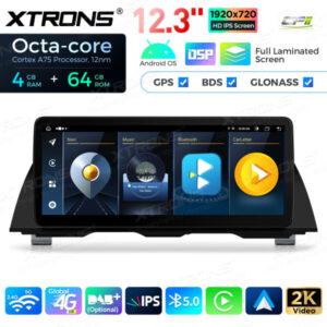 12,3 Zoll Octa Core 4 + 64 GB Global 4G LTE Android Autoradio Multimedia-Player mit vollständig laminiertem Bildschirm für BMW 5er F10 / F11 NBT