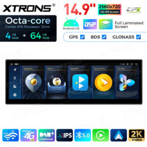 14,9 Zoll Octa Core 4 + 64 GB Global 4G LTE Android Autoradio Multimedia-Player mit vollständig laminiertem Bildschirm für BM
