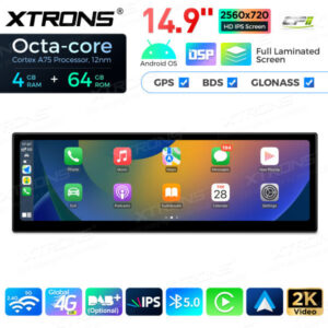14,9 Zoll Octa Core 4 + 64 GB Global 4G LTE Android Autoradio Multimedia-Player mit vollständig laminiertem Bildschirm für BM