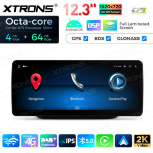 12,3 Zoll Octa Core 4 + 64 GB Global 4G LTE Android Autoradio Multimedia-Player mit vollständig laminiertem Bildschirm für Me