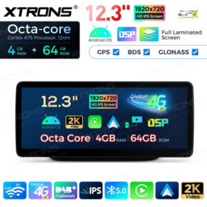 12,3 Zoll Octa Core 4 + 64 GB Global 4G LTE Android Autoradio Multimedia-Player mit vollständig laminiertem Bildschirm für Me