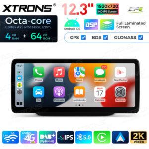 12,3 Zoll Octa Core 4 + 64 GB Global 4G LTE Android Autoradio Multimedia-Player mit vollständig laminiertem Bildschirm für Me