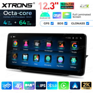 12,3 Zoll Octa Core 4 + 64 GB Global 4G LTE Android Autoradio Multimedia-Player mit vollständig laminiertem Bildschirm für Me