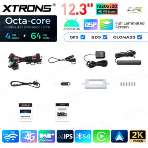 12,3 Zoll Octa Core 4 + 64 GB Global 4G LTE Android Autoradio Multimedia Player mit vollständig laminiertem Bildschirm für Me