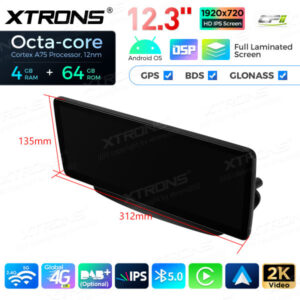 12,3 Zoll Octa Core 4 + 64 GB Global 4G LTE Android Autoradio Multimedia-Player mit vollständig laminiertem Bildschirm für Mercedes-Benz E-Klasse C207 / A207 Lenkrad Links – Bild 3
