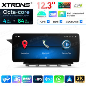 12,3 Zoll Octa Core 4 + 64 GB Global 4G LTE Android Autoradio Multimedia-Player mit vollständig laminiertem Bildschirm für Mercedes-Benz GLK-Klasse X204 Lenkrad Links