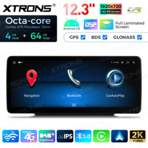 12,3-Zoll-Octa Core 4 + 64 GB Global 4G LTE Android Auto-Stereo-Multimedia-Player mit vollständig laminiertem Bildschirm für Mercedes-Benz C-Klasse W205 / GLC-Klasse X253 / V-Klasse W446 / X-Klasse W470 – Bild 5