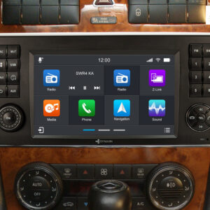 D9-CLK Premium 192 GB Android Autoradio für Mercedes CLK mit 4 x 100W Class-D Verstärker, 7 Zoll Display (hochauflösend), Inkl. Head-up-Display, Apple CarPlay und Android Auto