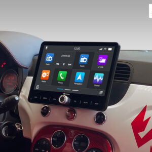 D9-FT500 Premium Flex 160 GB Android Autoradio für Fiat 500 2007-2015 mit 4 x 100W Class-D Verstärker, 10,1 Zoll Display (hochauflösend), Inkl. Head-up-Display, Apple CarPlay und Android Auto