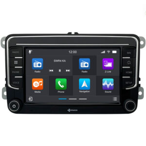 D9-V7 Premium 192 GB Android Autoradio für VW ab 2003 z.B. Golf 5 mit 4 x 100W Class-D Verstärker, 7 Zoll Display (hochauflösend), Inkl. Head-up-Display, Apple CarPlay und Android Auto