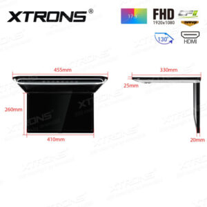 CM173HDSD 17,3-Zoll-Full-HD-Ultradünner digitaler TFT-16:9-Auto-TV-Dachmonitor mit HDMI-Anschluss und 2 Kopfhörern