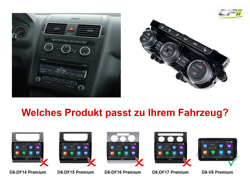 D9-DF16 Premium Android Autoradio für VW Touran mit 4 x 100W Class-D Verstärker, 10,1 Zoll Display (hochauflösend), Inkl. Head-up-Display, Apple CarPlay und Android Auto – Bild 2