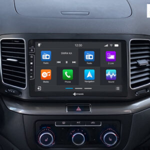 D9-DF56 Premium Flex 160 GB Android Autoradio für VW Sharan Seat Alhambra mit 4 x 100W Class-D Verstärker, 9 Zoll Display (hochauflösend), Inkl. Head-up-Display, Apple CarPlay und Android Auto
