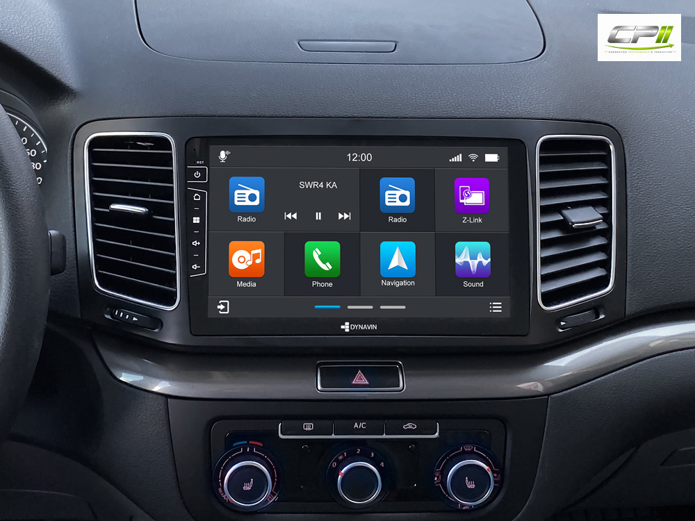 D9-DF56 Premium Android Autoradio für VW Sharan Seat Alhambra mit 4 x 100W Class-D Verstärker, 9 Zoll Display (hochauflösend), Inkl. Head-up-Display, Apple CarPlay und Android Auto