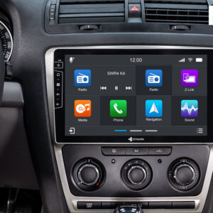 D9-DF63 Premium Flex 160 GB Android Autoradio für Skoda Octavia II mit 4 x 100W Class-D Verstärker, 10,1 Zoll Display (hochauflösend), Inkl. Head-up-Display, Apple CarPlay und Android Auto