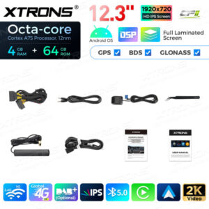 QLB22CIB12FVGT 12,3-Zoll-Octa-Core 4 + 64 GB Globaler 4G LTE-Android-Autoradio-Multimedia-Player mit vollständig laminiertem