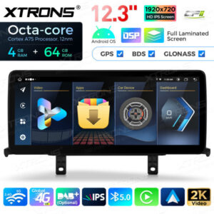 QLB22EVB12NER 12,3 Zoll Octa Core 4 + 64 GB Global 4G LTE Android Autoradio Multimedia-Player mit vollständig laminiertem Bil