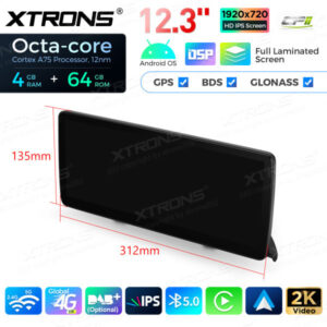 QLB22EVB12NER 12,3 Zoll Octa Core 4 + 64 GB Global 4G LTE Android Autoradio Multimedia-Player mit vollständig laminiertem Bil