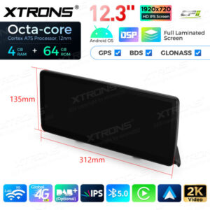 12,3 Zoll Octa Core 4 + 64 GB Global 4G LTE Android Autoradio Multimedia-Player mit vollständig laminiertem Bildschirm für BM