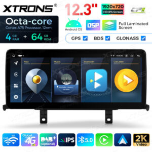 12,3 Zoll Octa Core 4 + 64 GB Global 4G LTE Android Autoradio Multimedia-Player mit vollständig laminiertem Bildschirm für BMW 1er F20 F21 / 2 Serie F23 Cabrio NBT