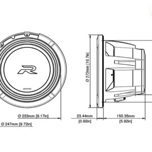 Alpine R2-W10D4 25 cm (10-Zoll) R-Series Subwoofer mit 4 Ohm Doppel-Schwingspule – R2-W10D4-04 CPII