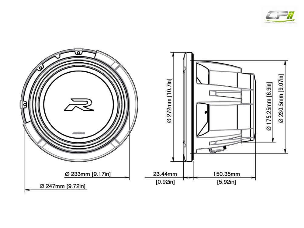 Alpine R2-W10D4 25 cm (10-Zoll) R-Series Subwoofer mit 4 Ohm Doppel-Schwingspule – R2-W10D4-04 CPII