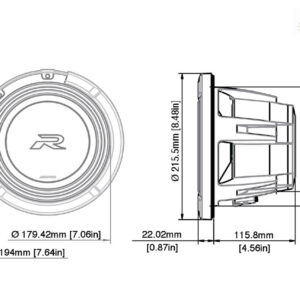 Alpine R2-W8D2 20 cm (8-Zoll) R-Series Subwoofer mit 2 Ohm Doppel-Schwingspule – R2-W8D2-04 CPII