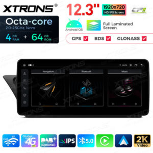 QLA22UCA12A4L 12,3 Zoll Octa Core 4 + 64 GB Global 4G LTE Android Autoradio Multimedia Player mit vollständig laminiertem 2K IPS-Bildschirm für Audi A4 / A5 (2008-2016) LHD