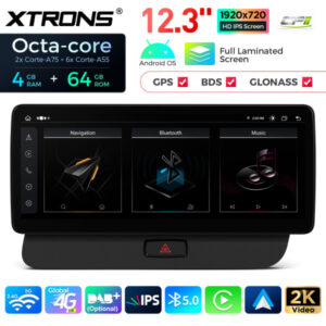 QLA22UHA12Q5R 12,3 Zoll Octa Core 4 + 64 GB Global 4G LTE Android Autoradio Multimedia Player mit vollständig laminiertem 2K IPS-Bildschirm für Audi Q5 (2009-2017) RHD Lenkrad Rechts