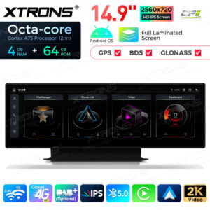 QLA42A4NL 14,9-Zoll-Octa-Core-4+64-GB-Global-4G-LTE-Android-Autoradio-Multimedia-Player mit vollständig laminiertem 2K-IPS-Bildschirm für Audi A4 / A5 (2016-2020)