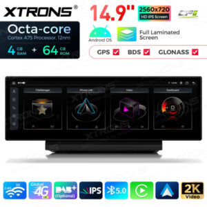 QLA42A6NL 14,9 Zoll Octa Core 4 + 64 GB Global 4G LTE Android Autoradio Multimedia-Player mit vollständig laminiertem 2K IPS-Bildschirm für Audi A6 A7 RS6 RS7 S6 S7 (2016-2018)