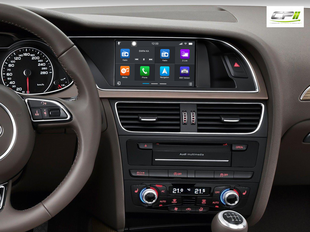 Android Autoradio für Audi A4 A5 Q5 mit 7 Zoll Display (hochauflösend), Inkl. Head-up-Display, Apple CarPlay und Android Auto 64GB