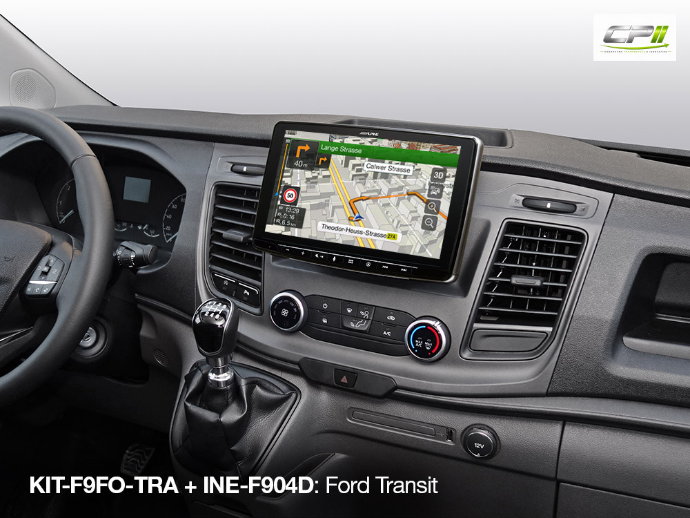 Alpine KIT-F9FO-TRA 9-Zoll (1-DIN) Einbauset für Ford Transit Custom ab 2018 mit Alpine Halo
