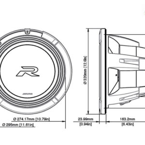 Alpine R2-W12D2 30 cm (12-Zoll) R-Series Subwoofer mit 2 Ohm Doppel-Schwingspule – R2-W12D2-04 CPII
