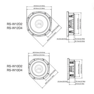 Alpine RS-W10D2 25 cm (10-Zoll) R-Series Shallow Subwoofer mit 2 Ohm Doppel-Schwingspule – RS-W10D2-08 CPII