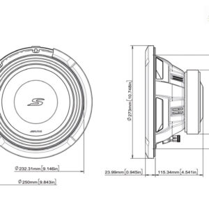 Alpine S2-W10D2 S-Series 25 cm (10-Zoll) Subwoofer mit 2 Ohm Doppelschwingspule – S2-W10D2-05 CPII