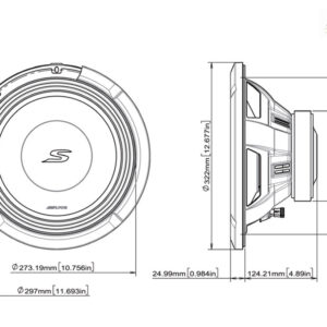 Alpine S2-W12D2 S-Series 30 cm (12-Zoll) Subwoofer mit 2 Ohm Doppelschwingspule – S2-W12D2-05 CPII