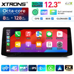 12,3 Zoll 8+128 GB Autoradio Xtrons Multimedia Player für BMW 5er E60 / E61 / M5 CIC 8 GB + 128 GB