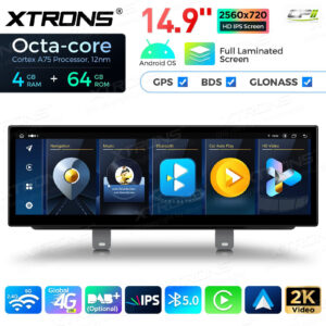 QLB42FVEV 14,9 Zoll für BMW 5er G30 / G31 (2018-) EVO Octa Core 4 + 64 GB Global 4G LTE Android Autoradio Multimedia Player mit vollständig laminiertem 2K IPS-Bildschirm