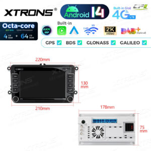 PX74MTVL 7 Zoll Octa Core 4 + 64 GB Android 14 Autoradio Multimedia Player Custom Fit für Volkswagen / SEAT / SKODA Global 4G LTE – Bild 14